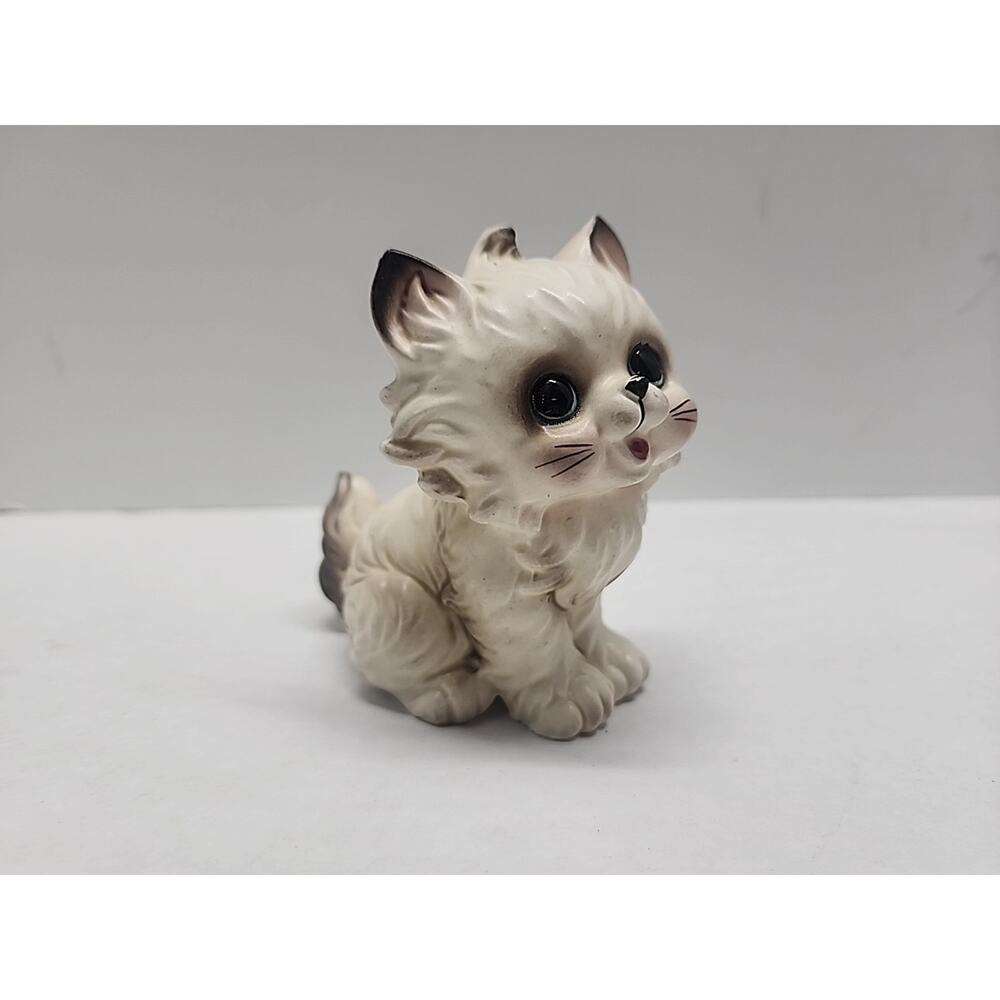Vintage Josef Originals Kitten Figurine Ceramic Cat Japan‎ Brown Wide Eye MCM